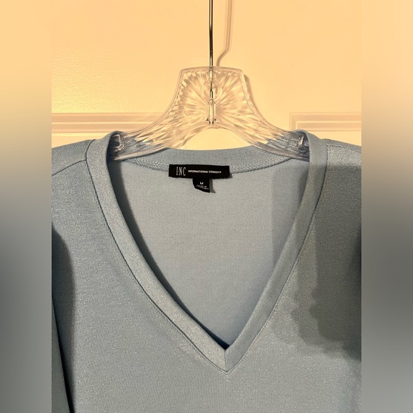 I.N.C baby blue with shine/sparkle sweater from Macy’s NWT. So FLATTERING!!! - Picture 4 of 7
